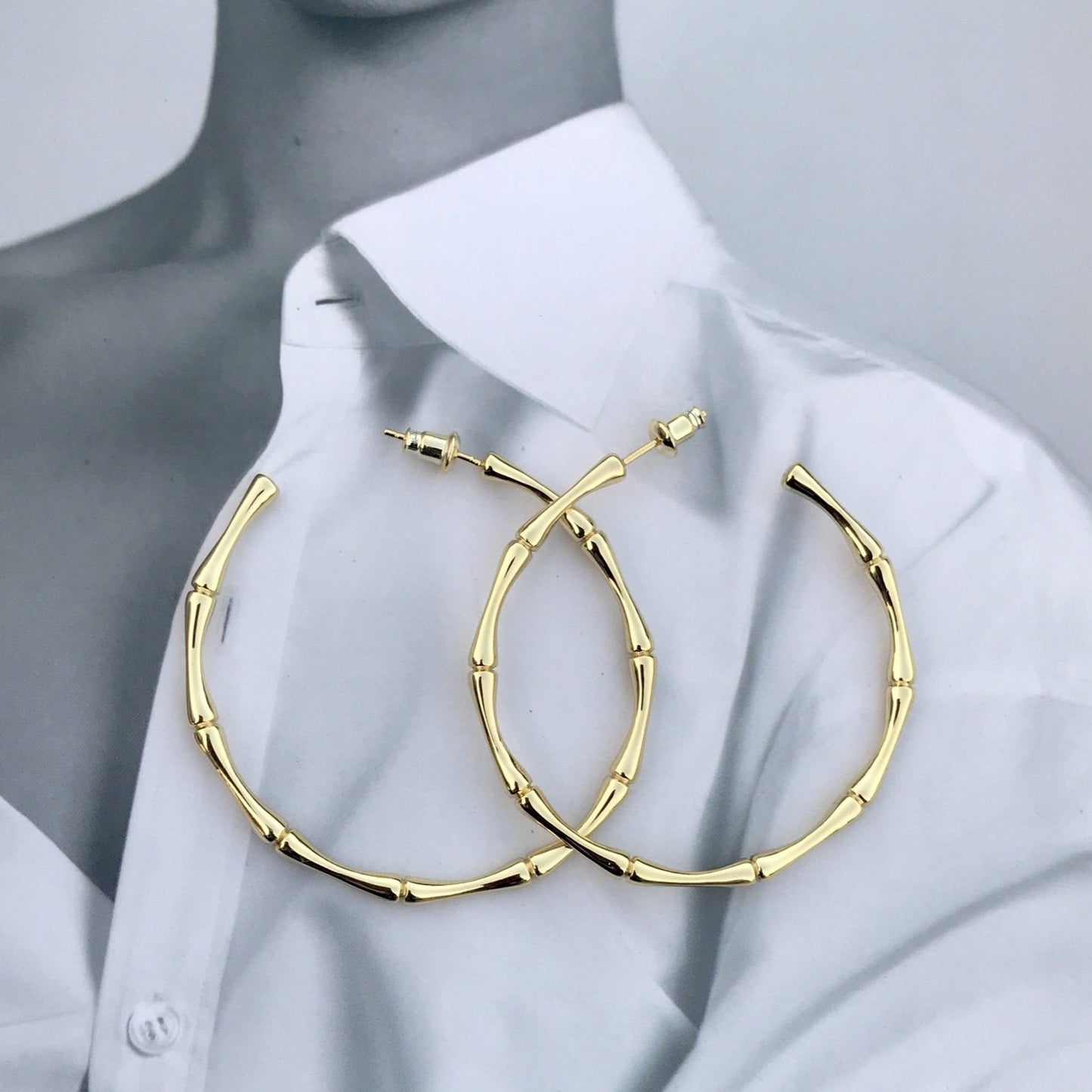 Bamboo Chic Gold Plated Earrings - Jera Paris Jewelry