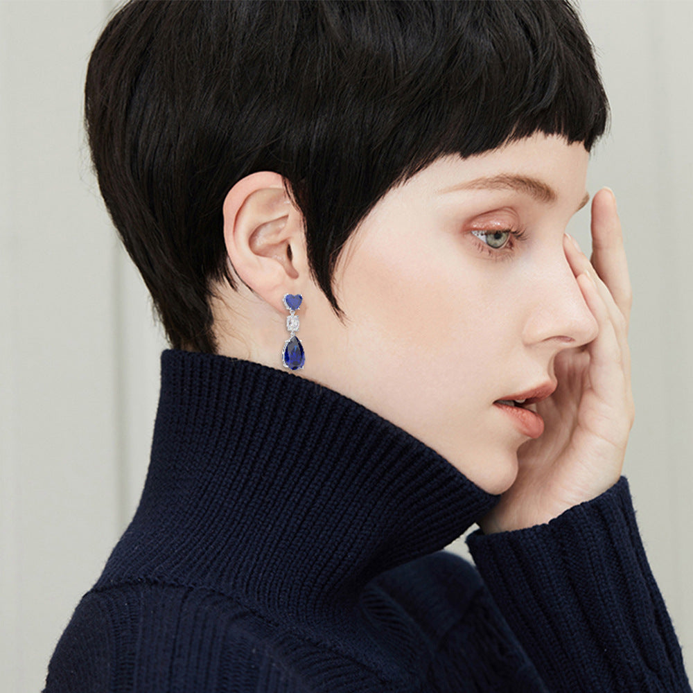 Sapphire Style Bridal Drop Earrings - Jera Paris Jewelry