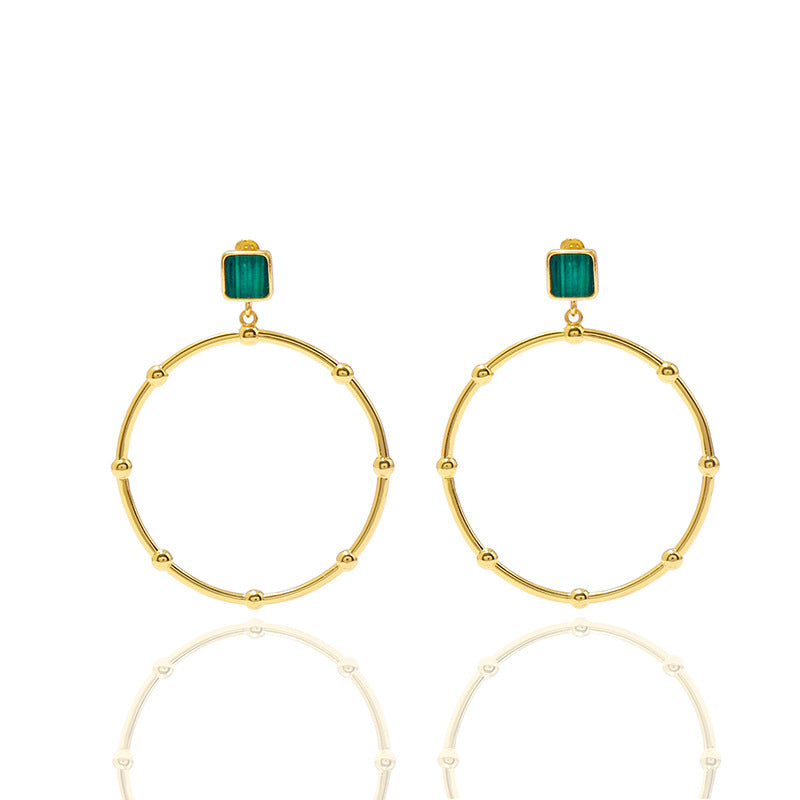 Bamboo Gold Mother Pearl Earrings - Jera Paris Jewelry
