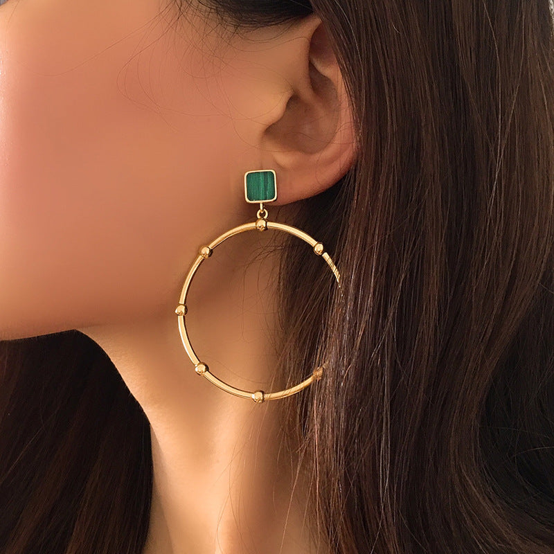 Bamboo Gold Mother Pearl Earrings - Jera Paris Jewelry