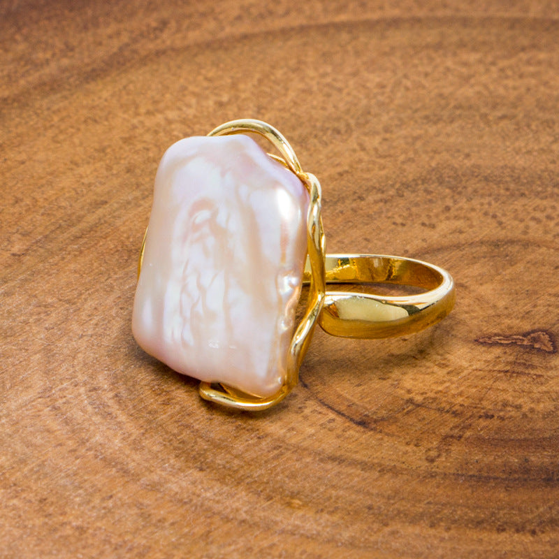 Baroqu Pearl Adjustable Ring - Jera Paris Jewelry