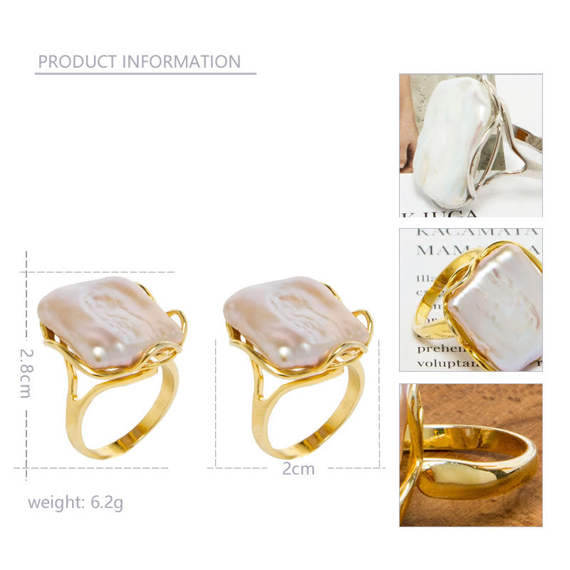Baroqu Pearl Adjustable Ring - Jera Paris Jewelry
