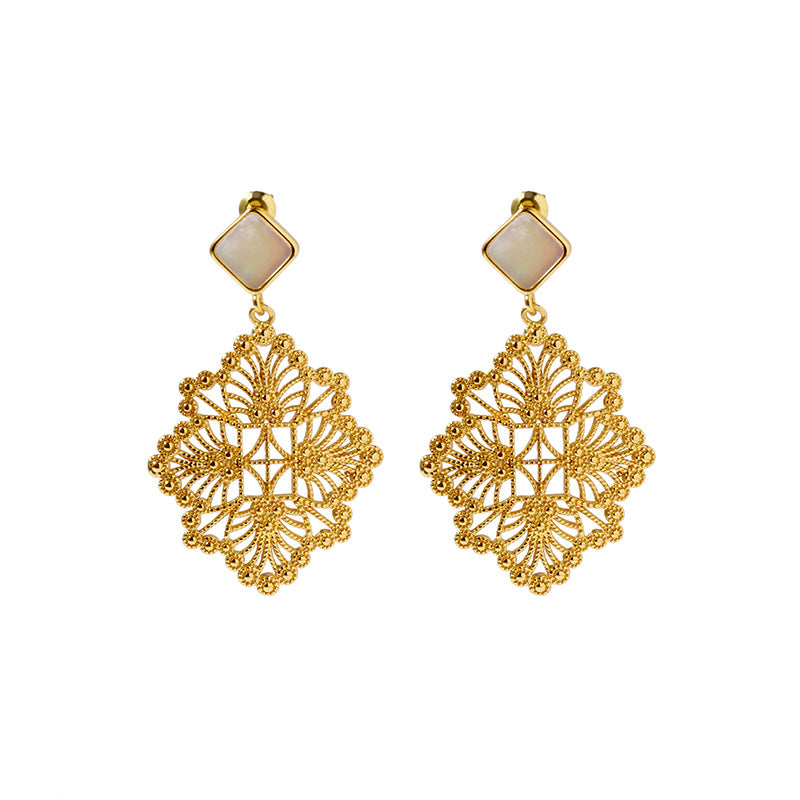 Lace Exotic Golden Vintage Earrings - Jera Paris Jewelry