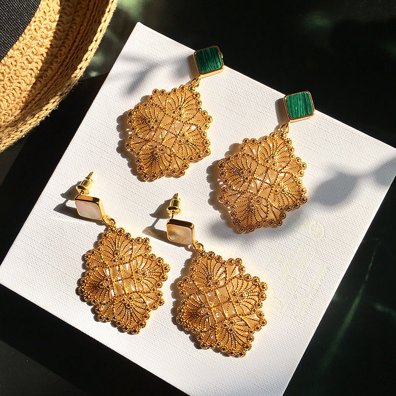 Lace Exotic Golden Vintage Earrings - Jera Paris Jewelry