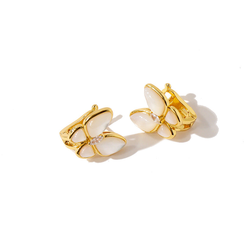 Butterfly Pearl 18K Stud Earrings - Jera Paris Jewelry