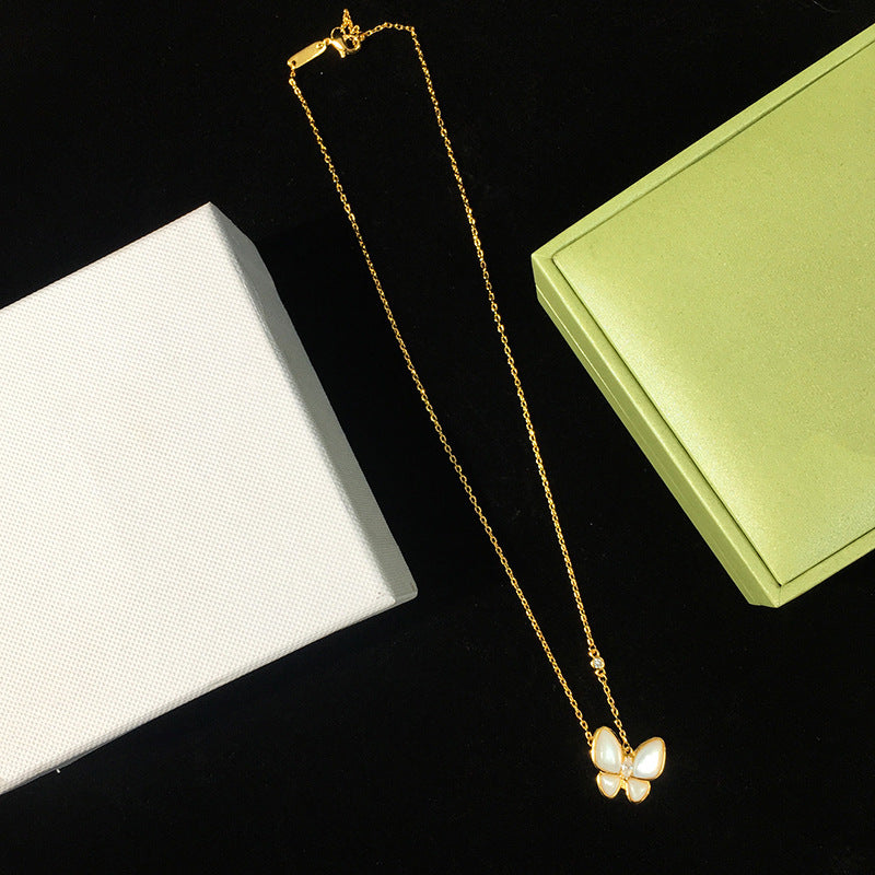 Butterfly Mother of Pearl Necklace - Jera Paris Jewelry