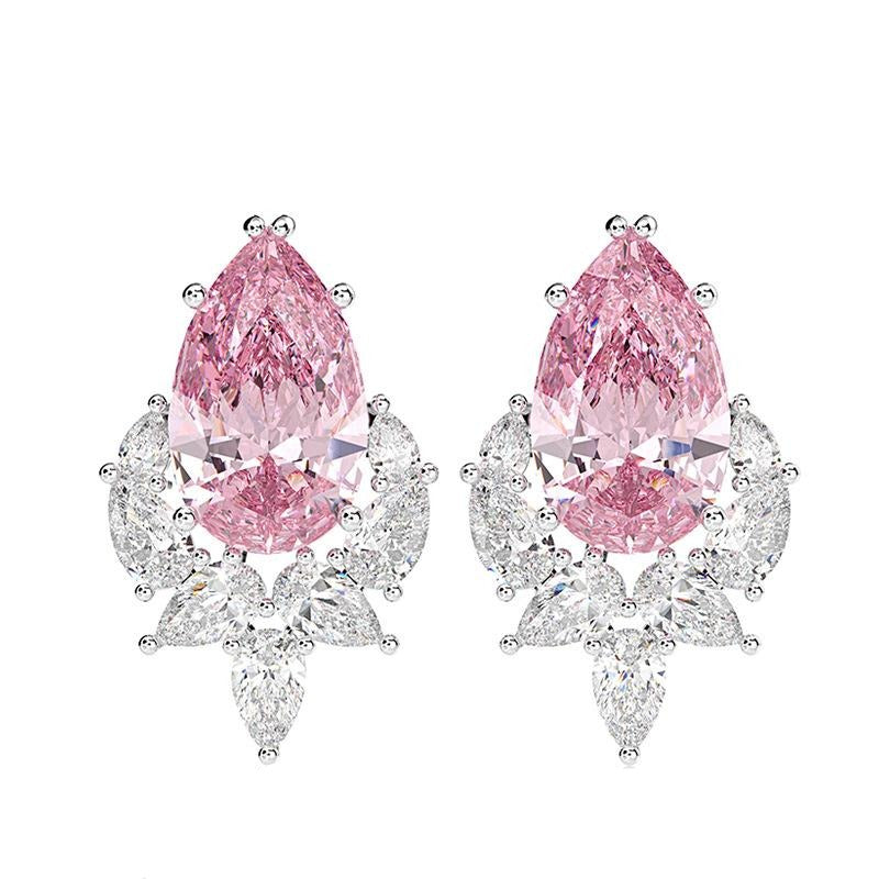 Lyra Pink Diamond Style Earrings - Jera Paris Jewelry