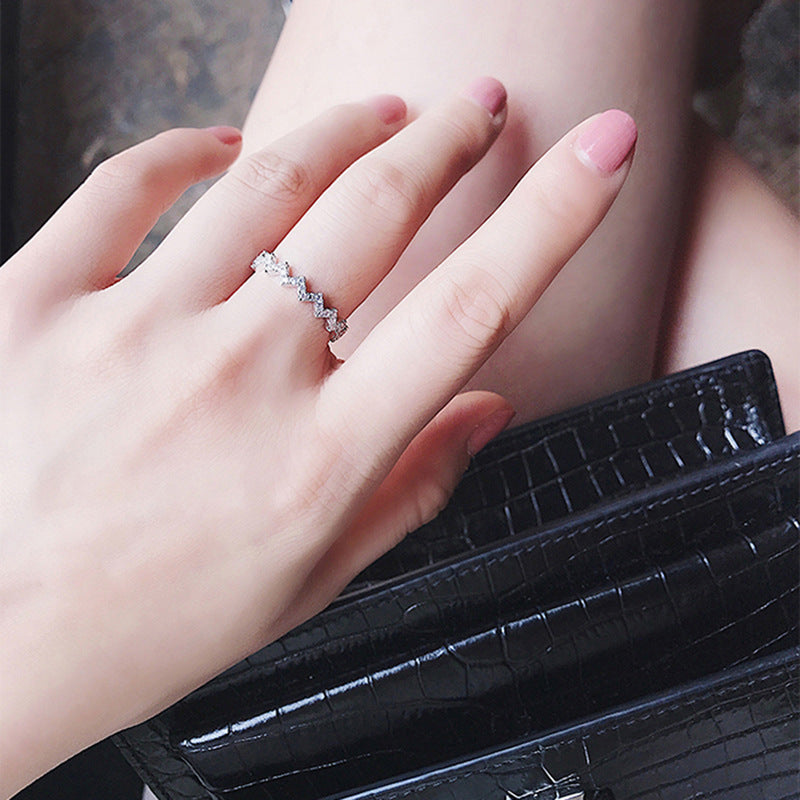 Edith Pave Platinum Modern Ring - Jera Paris Jewelry