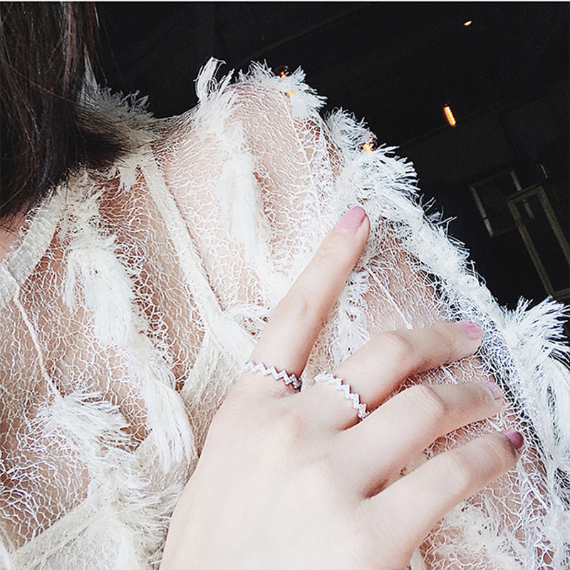 Edith Pave Platinum Modern Ring - Jera Paris Jewelry