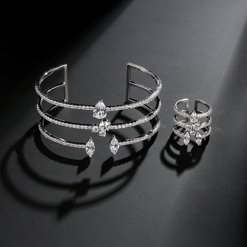 Modern Layers Open Cuff Bangle - Jera Paris Jewelry