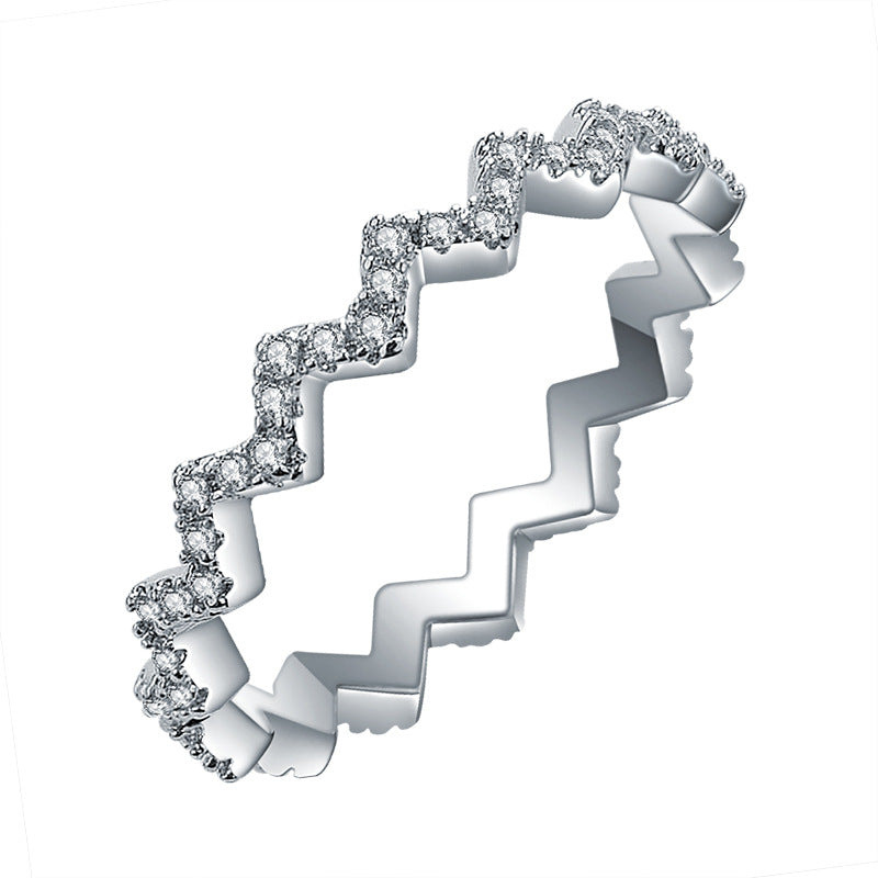 Edith Pave Platinum Modern Ring - Jera Paris Jewelry