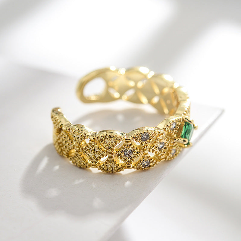 Lace Emerald 14K Adjustable Ring - Jera Paris Jewelry