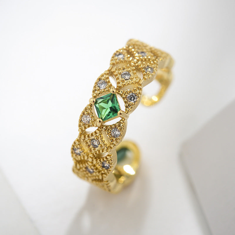 Lace Emerald 14K Adjustable Ring - Jera Paris Jewelry