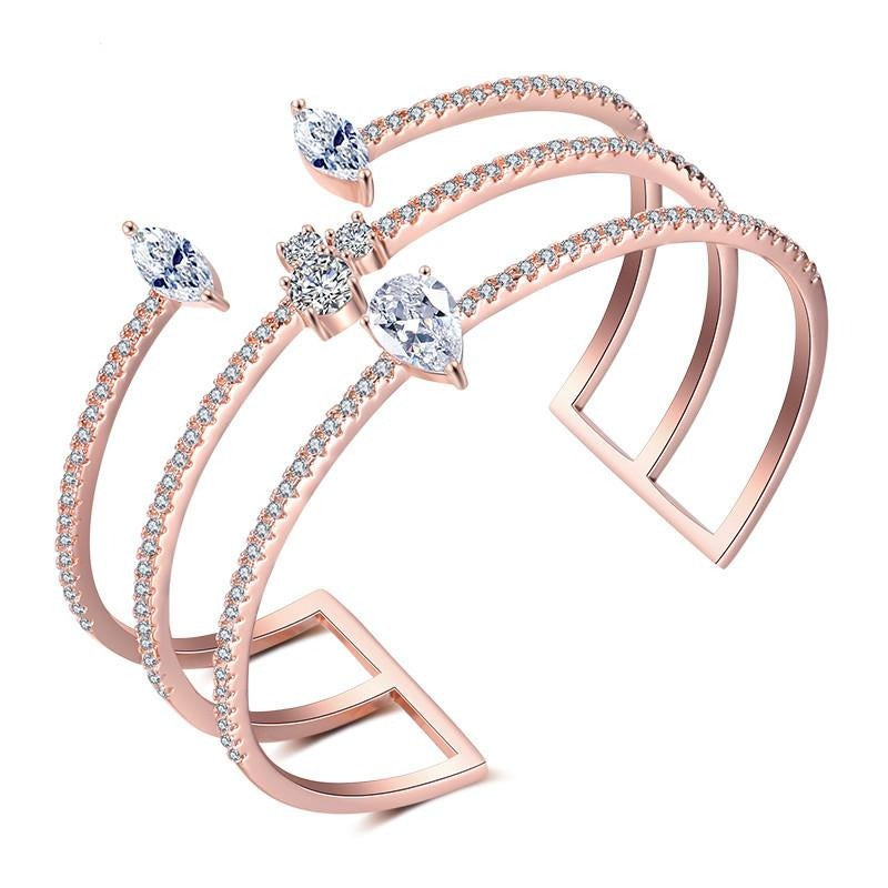 Modern Layers Open Cuff Bangle - Jera Paris Jewelry
