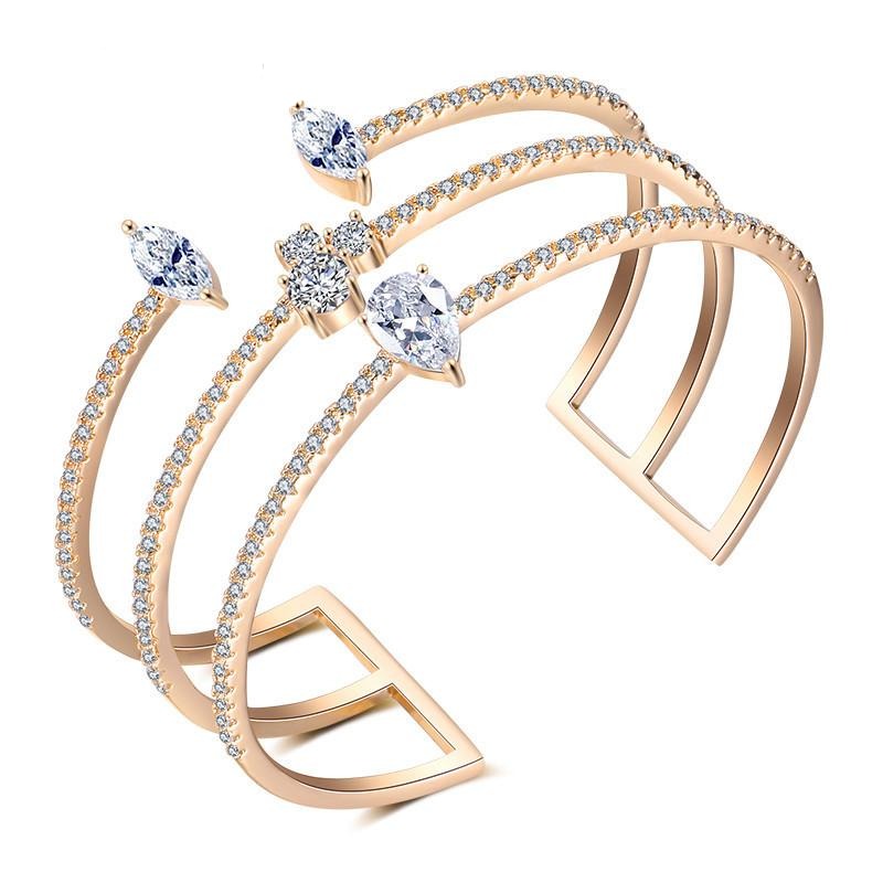 Modern Layers Open Cuff Bangle - Jera Paris Jewelry