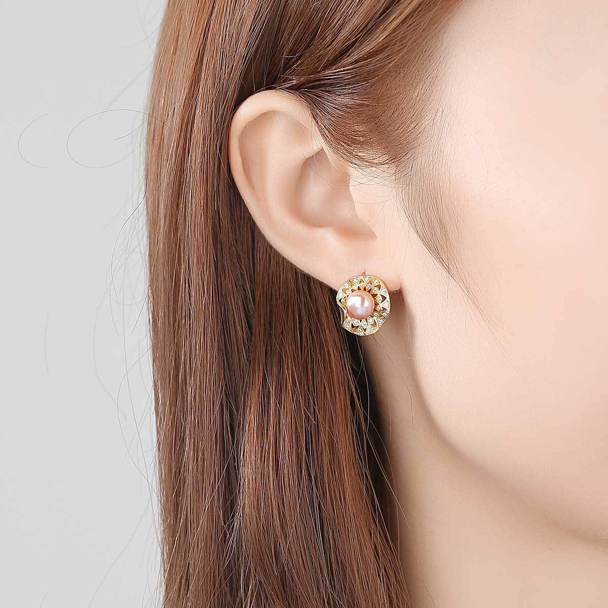Ovi Gold Plated Fresh Pearl Earrings - Jera Paris Jewelry
