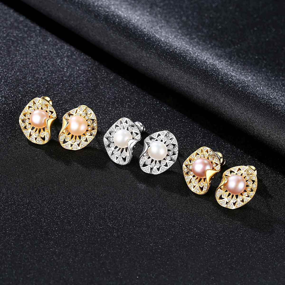 Ovi Gold Plated Fresh Pearl Earrings - Jera Paris Jewelry