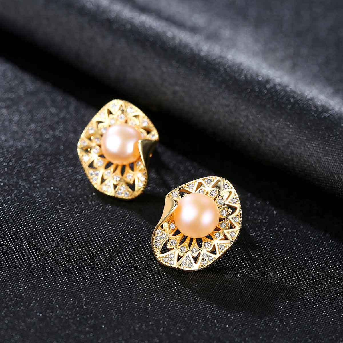 Ovi Gold Plated Fresh Pearl Earrings - Jera Paris Jewelry
