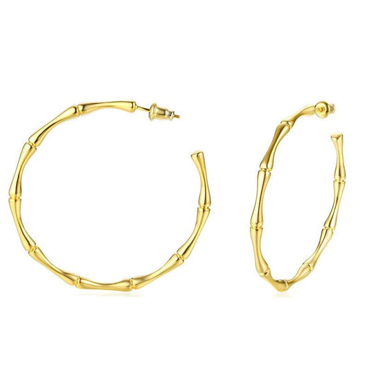Bamboo Chic Gold Plated Earrings - Jera Paris Jewelry