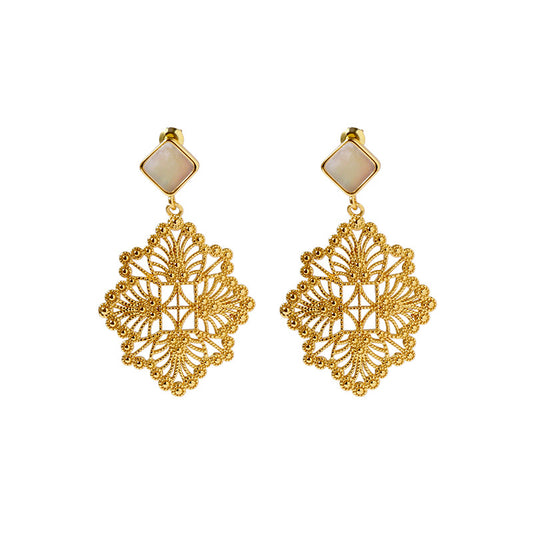Lace Exotic Golden Vintage Earrings - Jera Paris Jewelry