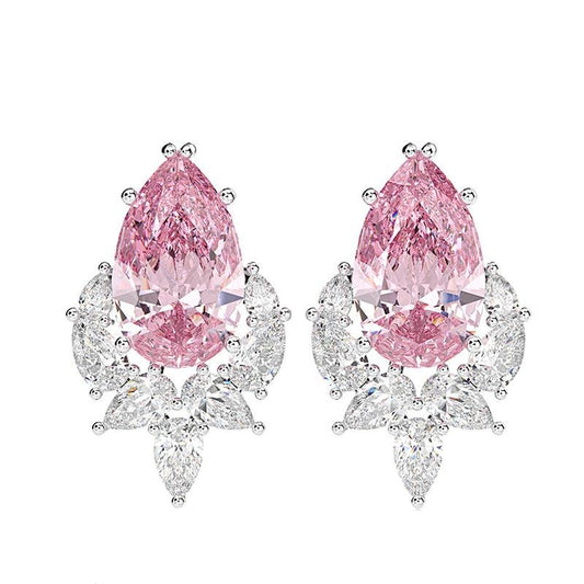 Lyra Pink Diamond Style Earrings - Jera Paris Jewelry