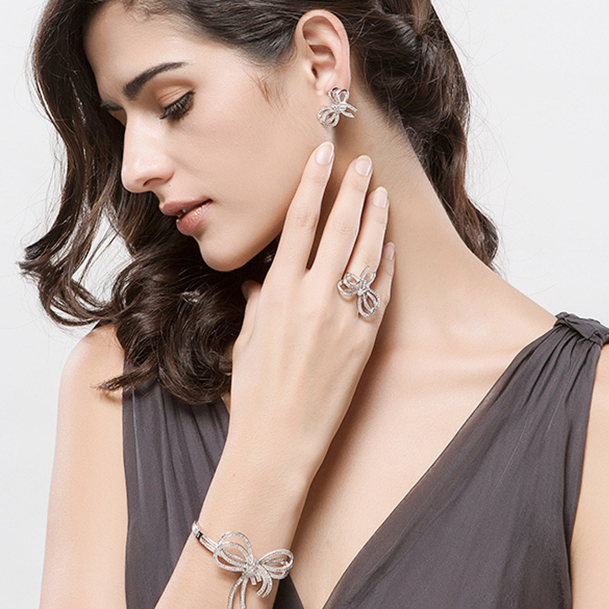 Butterfly Platinum Style Bangle - Jera Paris Jewelry