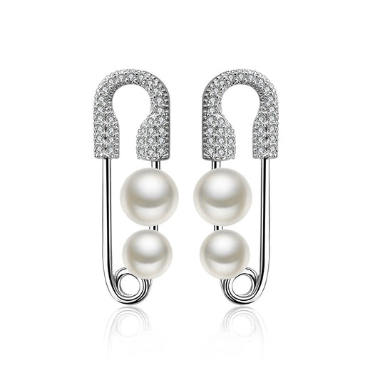 Chic Shell Pearl Pave Earrings - Jera Paris Jewelry