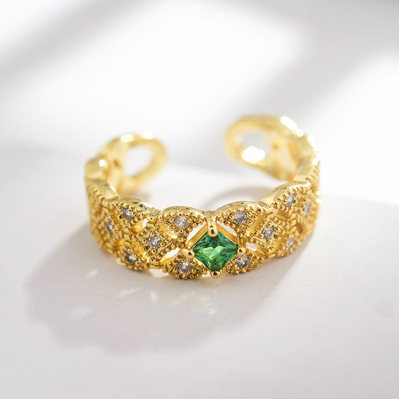 Lace Emerald 14K Adjustable Ring - Jera Paris Jewelry