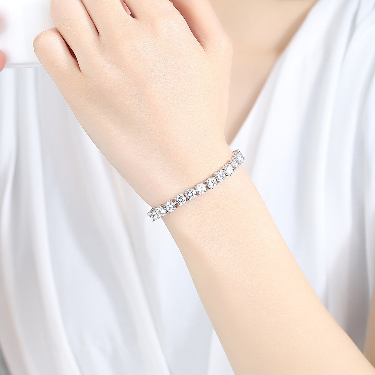 Moon Platinum Tennis Bracelet - Jera Paris Jewelry