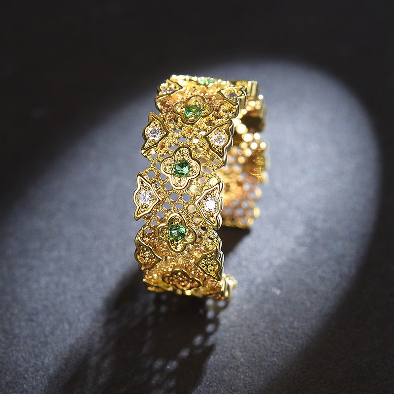 Lace Luxury Emerald 14K Ring - Jera Paris Jewelry