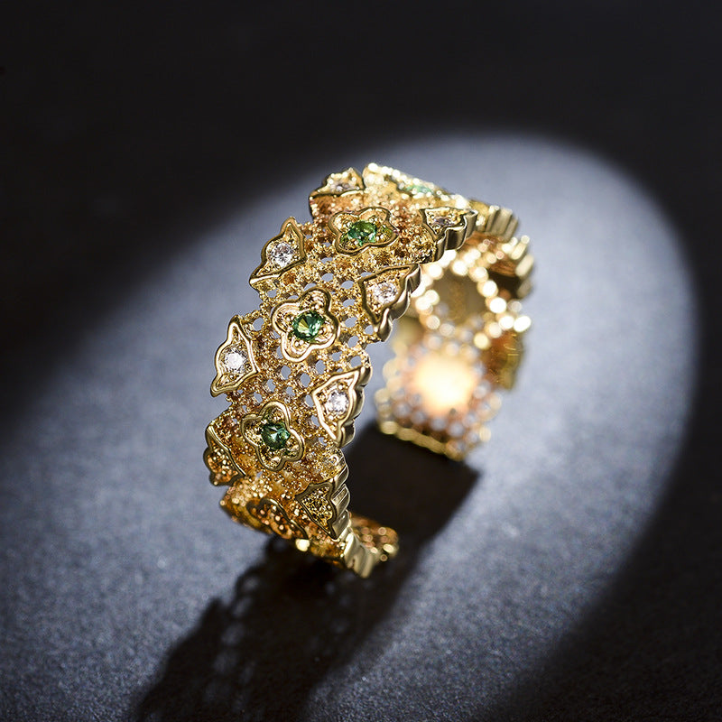 Lace Luxury Emerald 14K Ring - Jera Paris Jewelry