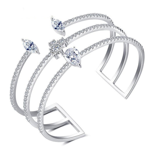 Modern Layers Open Cuff Bangle - Jera Paris Jewelry