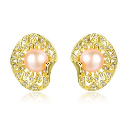 Ovi Gold Plated Fresh Pearl Earrings - Jera Paris Jewelry
